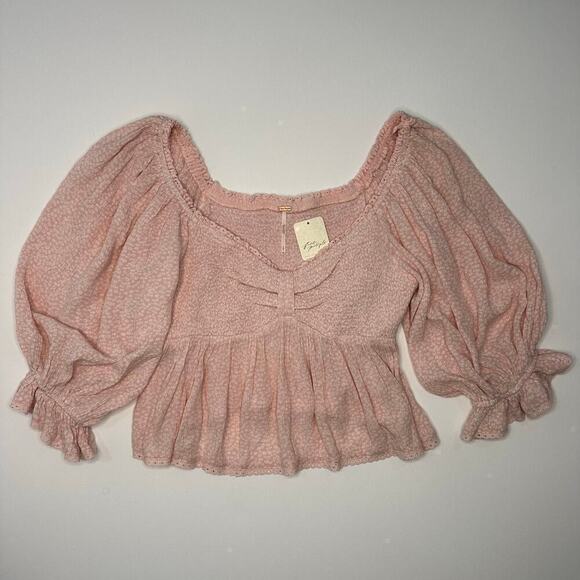 Free People Pink Lotus Cropped Ruffle Top NWT - Picture 4 of 8
